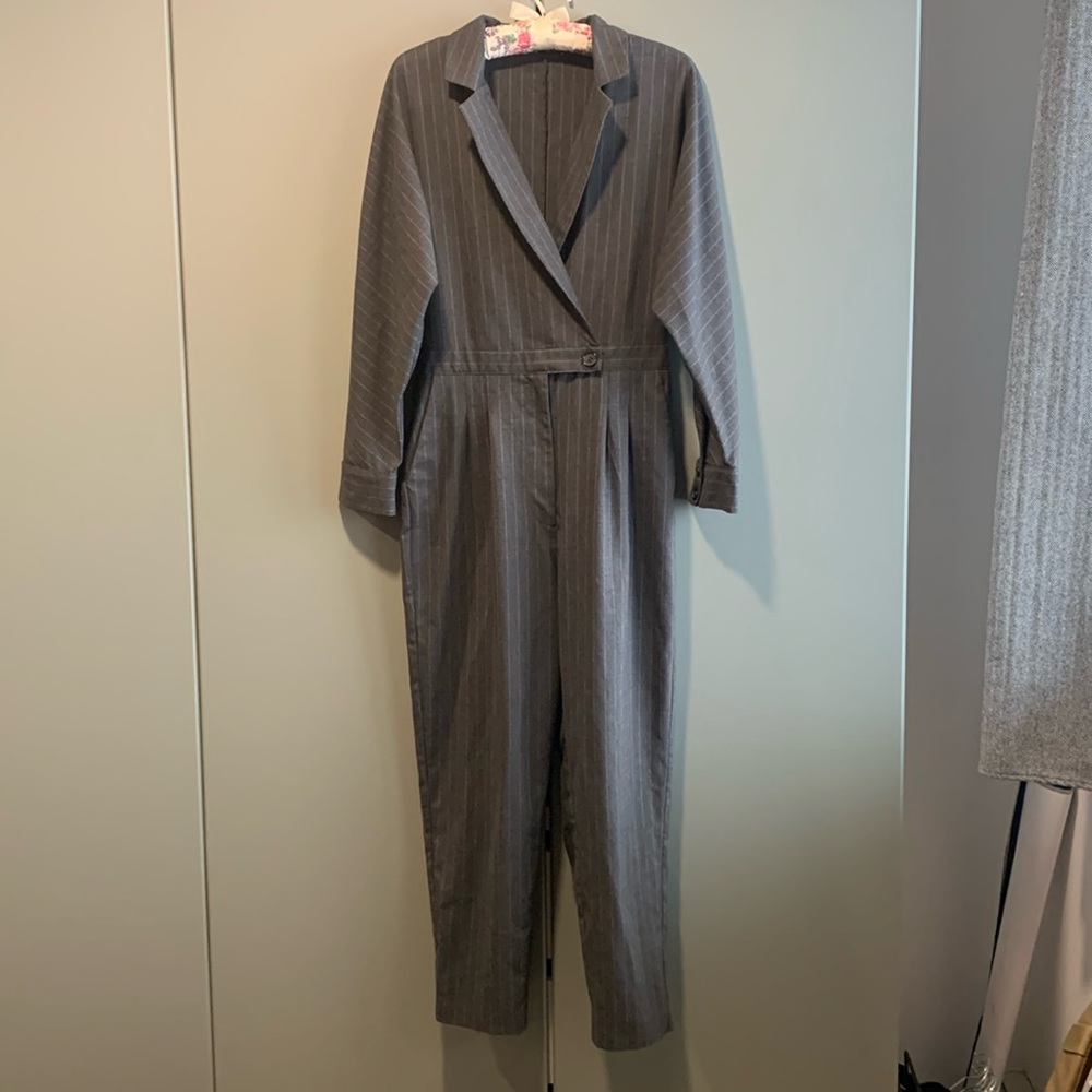 Zara Pinstripe Jumpsuit Blazer Style Extra Small